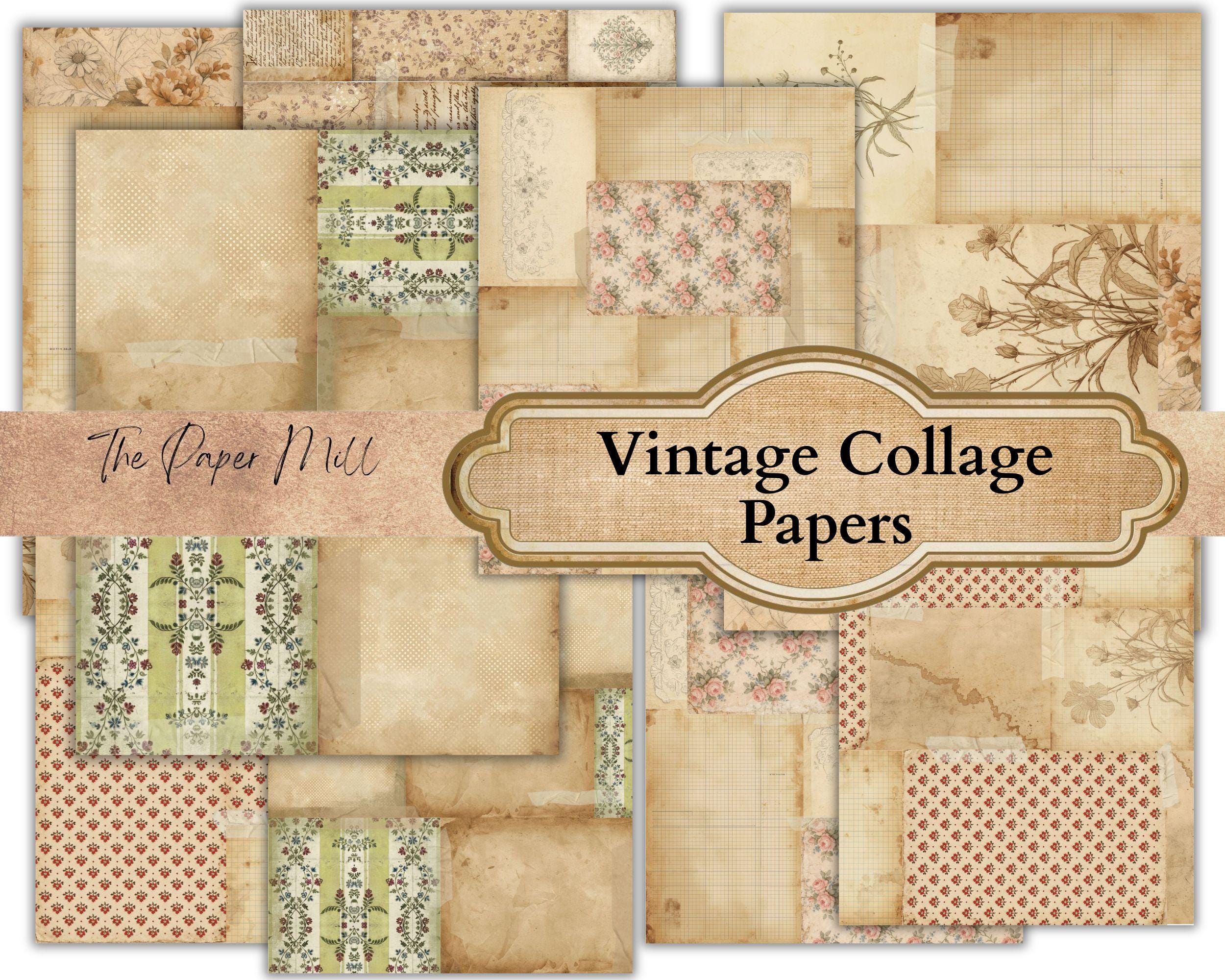 Vintage Collage Ephemera Junk Journal Printable Kit, Botanical Papers ...