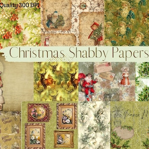 Mega Digital Shabby Christmas Junk Journal Kit, Christmas Printable ephemera, Embellishments, vintage Christmas printable papers