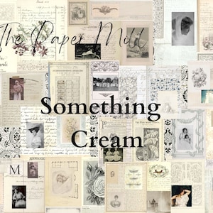 Vintage Something Cream Journal, Afdrukbaar, Digitale Download, Collageblad, Junk Journal Ephemera, Versieringen