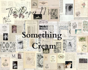 Vintage Something Cream Journal, Printable, Digital Download, Collage Sheet, Junk Journal Ephemera, Embellishments