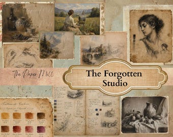 The Forgotten Studio Printable Collection - Digital Download - Antique Papers - Collage for Journaling