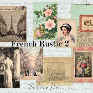 Vintage French Rustic 2 Printable Collection - Digital Download - Antique Papers - Collage for Journaling