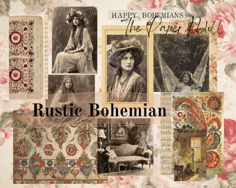Vintage Rustic Bohemian Printable Collection - Digital Download - Antique Papers - Collage for Journaling
