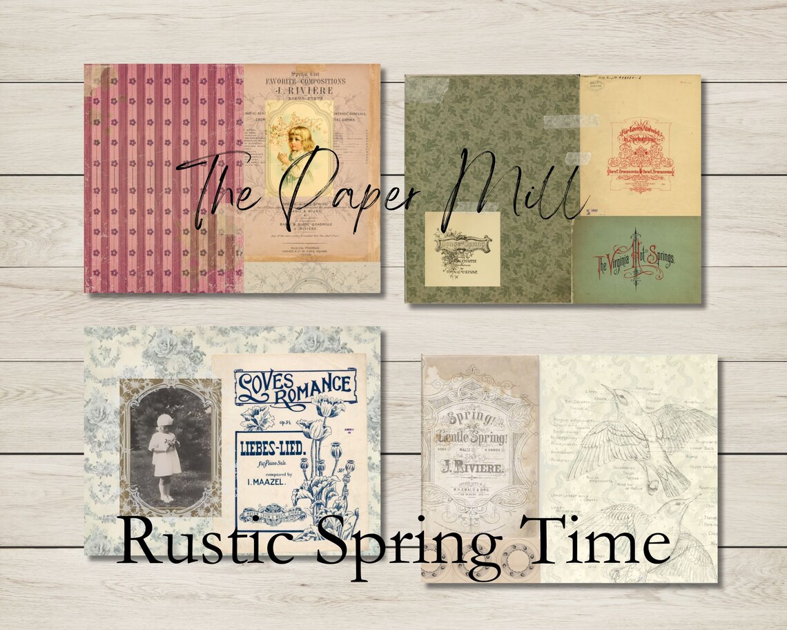 Vintage Rustic Spring Time Printable Collection Digital Download ...
