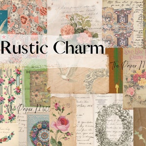 Vintage rustikale druckbare Sammlung - digitaler Download - antike Papiere - Collage für Journaling