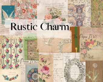 Vintage Rustic Printable Collection - Digital Download - Antique Papers - Collage for Journaling