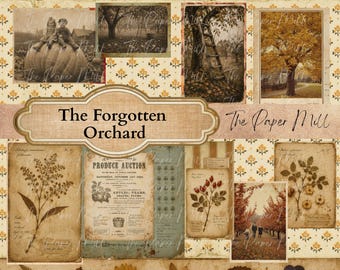 The Forgotten Orchard- Autumn- Fall Printable Collection - Digital Download - Antique Papers - Collage for Journaling