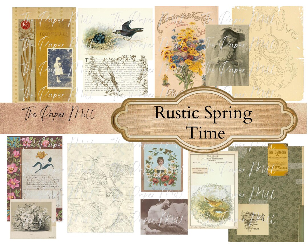 Vintage Rustic Spring Time Printable Collection - Digital Download ...