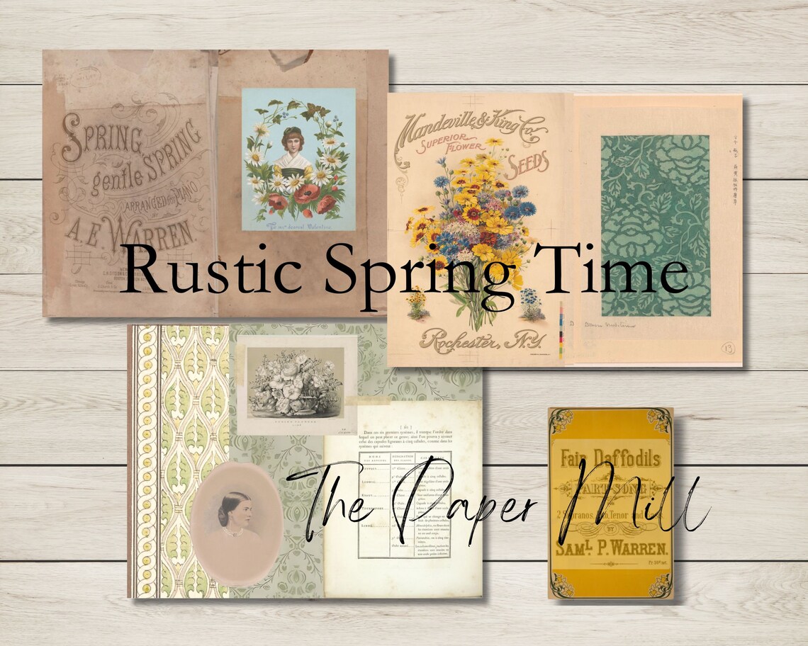 Vintage Rustic Spring Time Printable Collection Digital Download ...