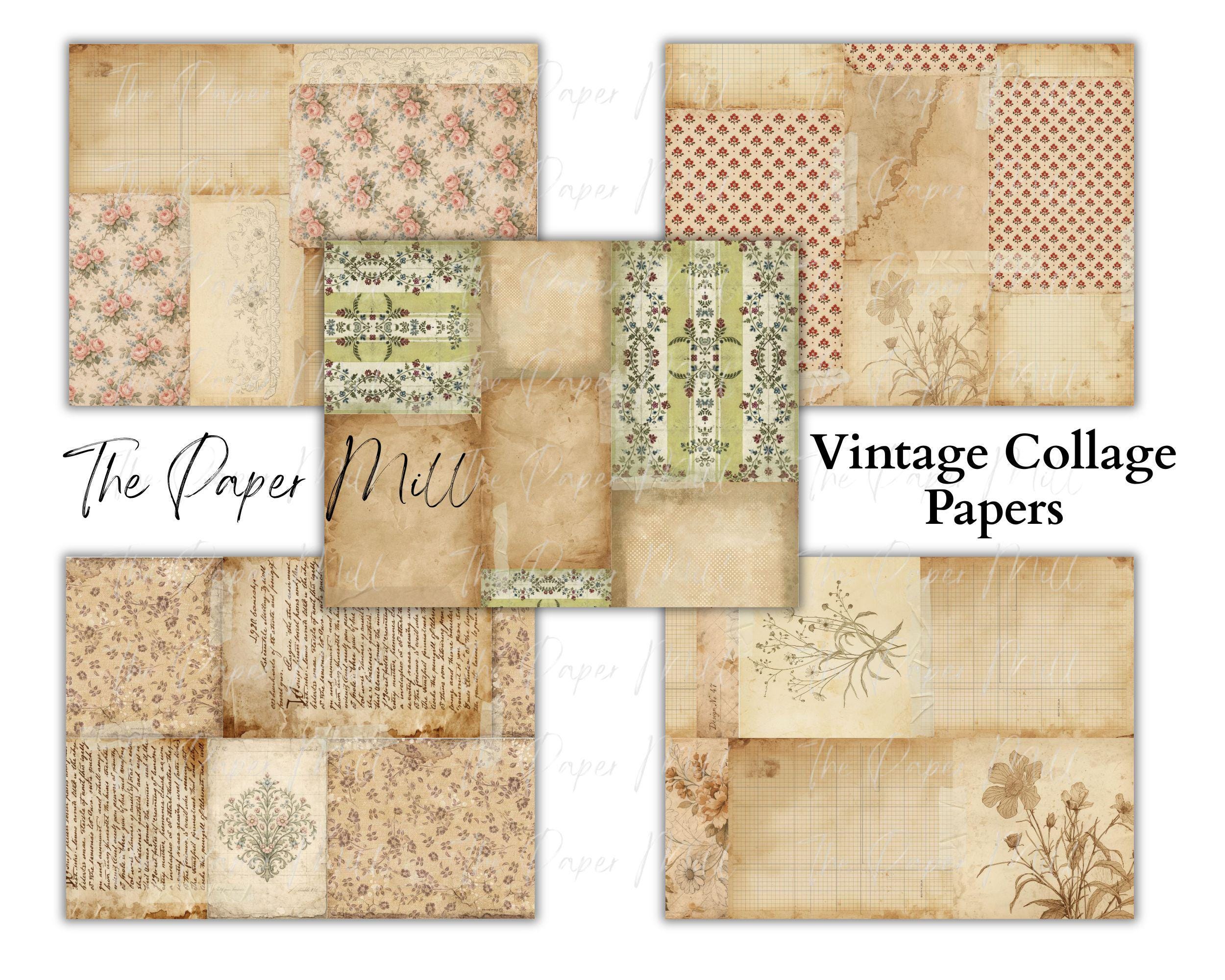 Vintage Collage Ephemera Junk Journal Printable Kit, Botanical Papers ...