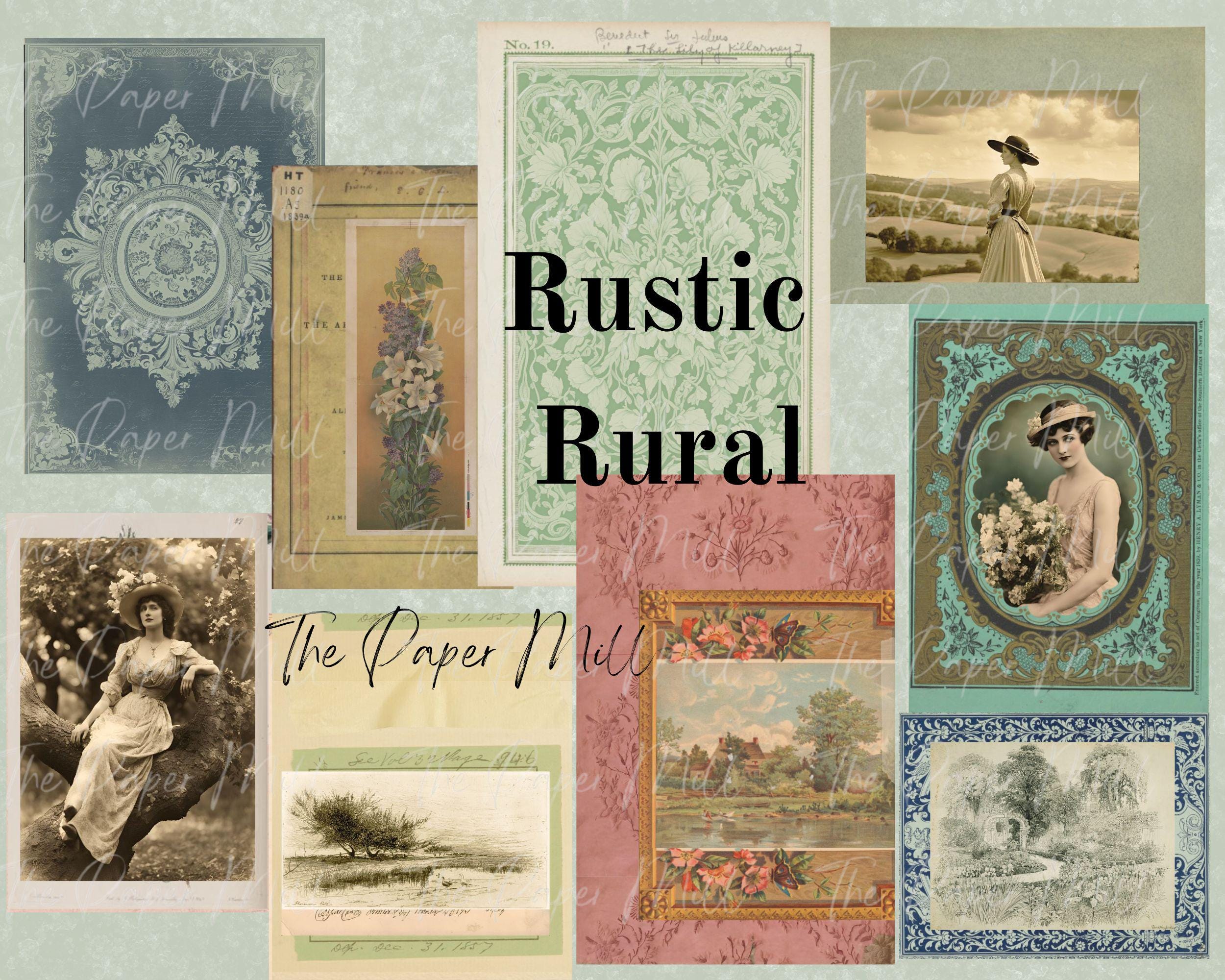 Junk Journal Vintage Rustic Rural Printable Collection - Digital Download - Antique Papers - Collage for Journaling