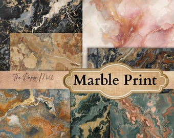 Marble Prints Junk Journal Printable Kit- Background Scrapbook Paper- Craft Papers