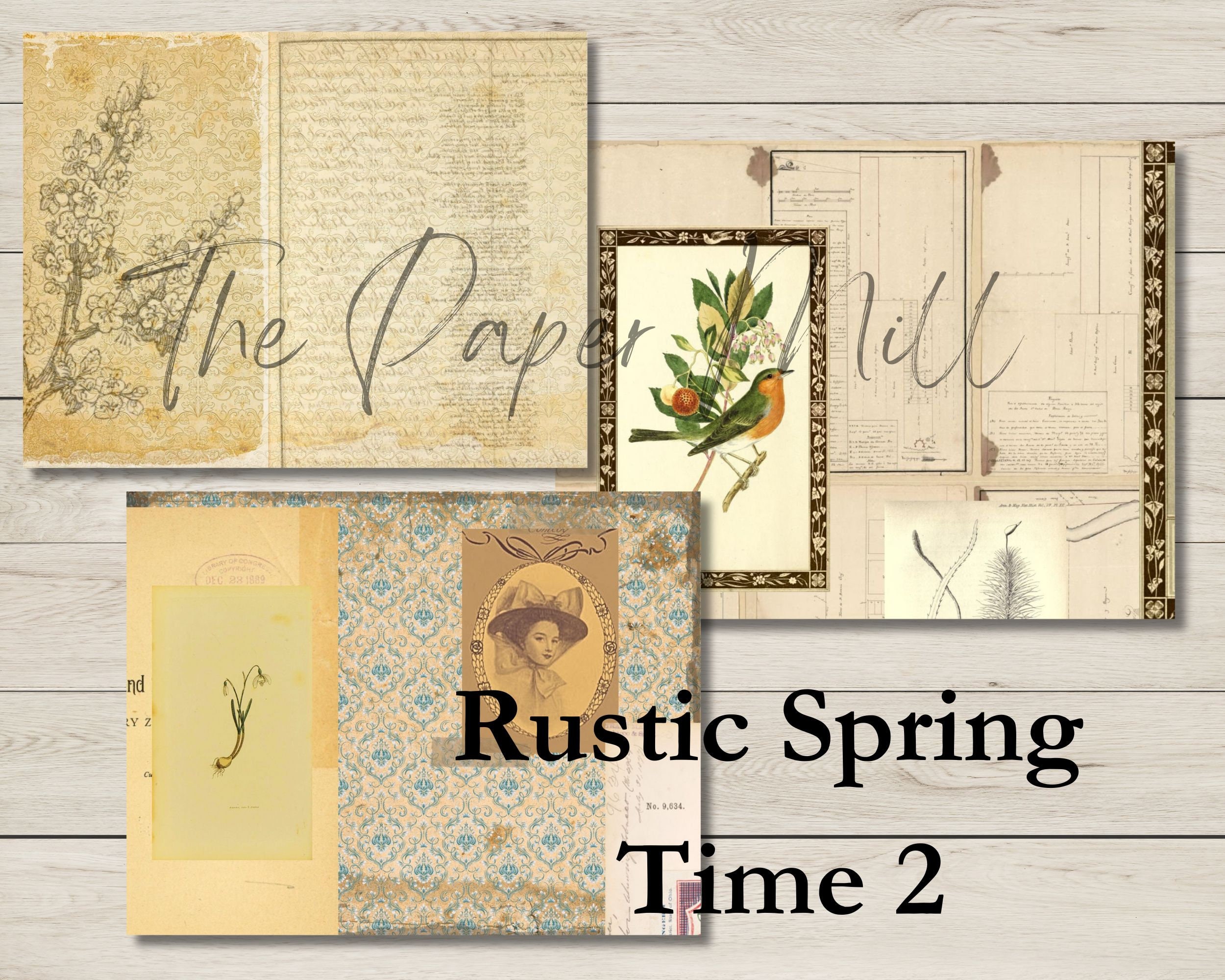 Vintage Rustic Spring Time Printable Collection Digital Download ...