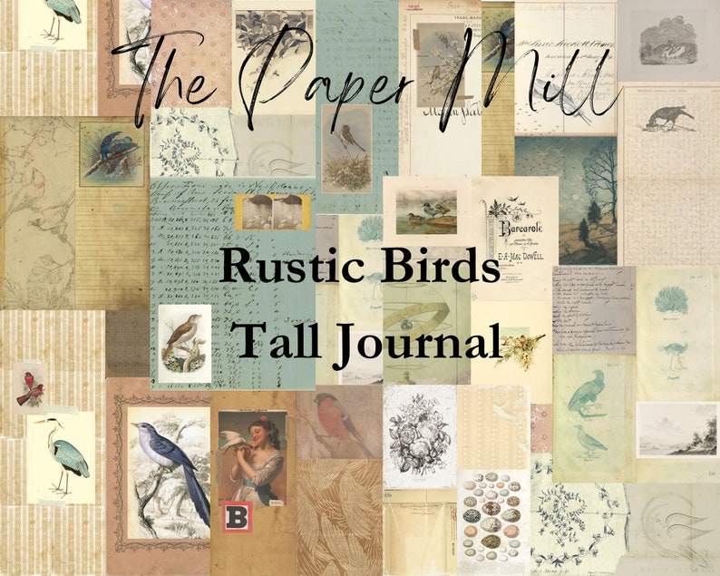 Vintage Rustic Bird Tall Journal Printable Collection Digital Download ...