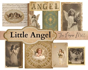 Vintage Little  Angel Christmas Junk Journal Printable Collection - Digital Download - Antique Papers - Collage for Journaling