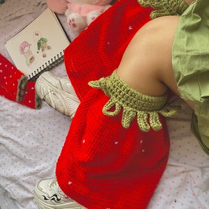 Crochet Strawberry leg warmers imagem 6