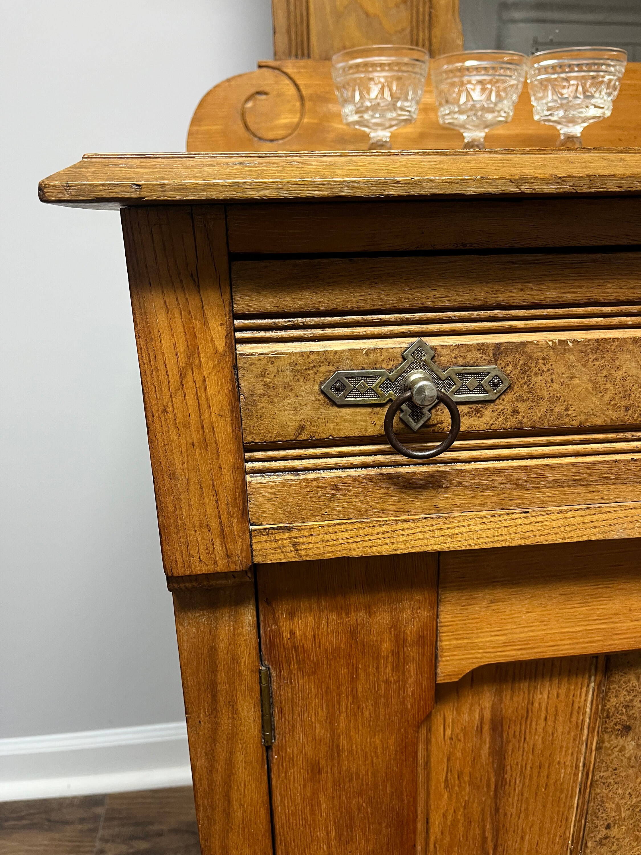 Antique Oak Eastlake Mirrored Sideboard Buffet Bar Circa 1800s Etsy