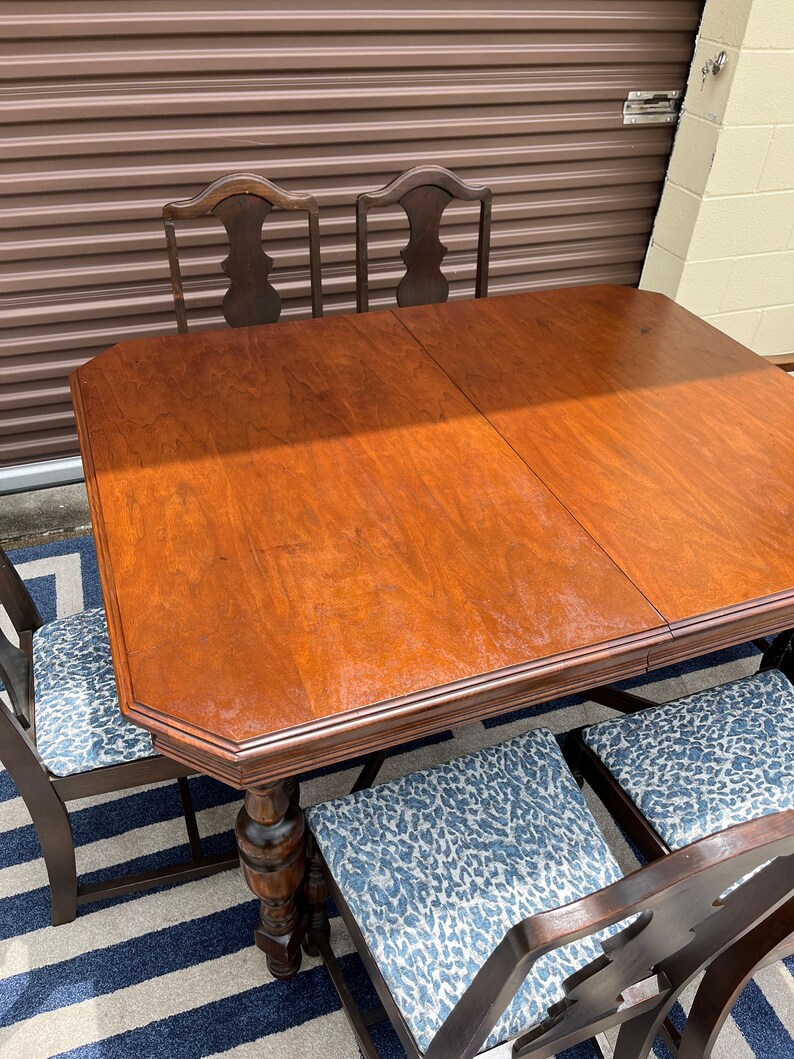 Vintage 1920s Jacobean Style Dining Table and Set of 6 Chairs Etsy