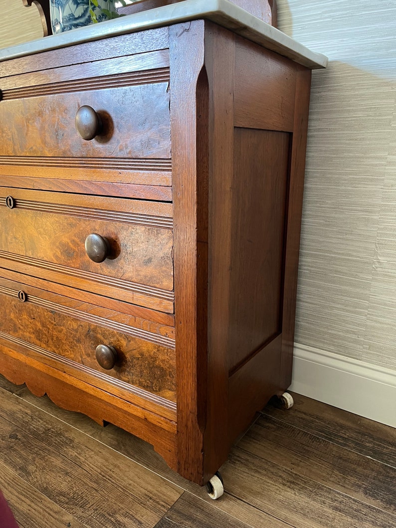 Early 19th Century Eastlake Victorian Dresser With Swivel Mirror and