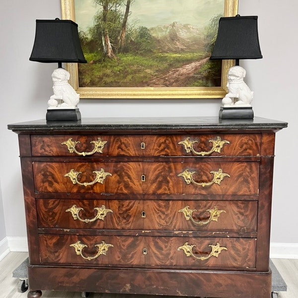 Antique 1880 Early French Louis Phillipe Mahogany Commode Dresser