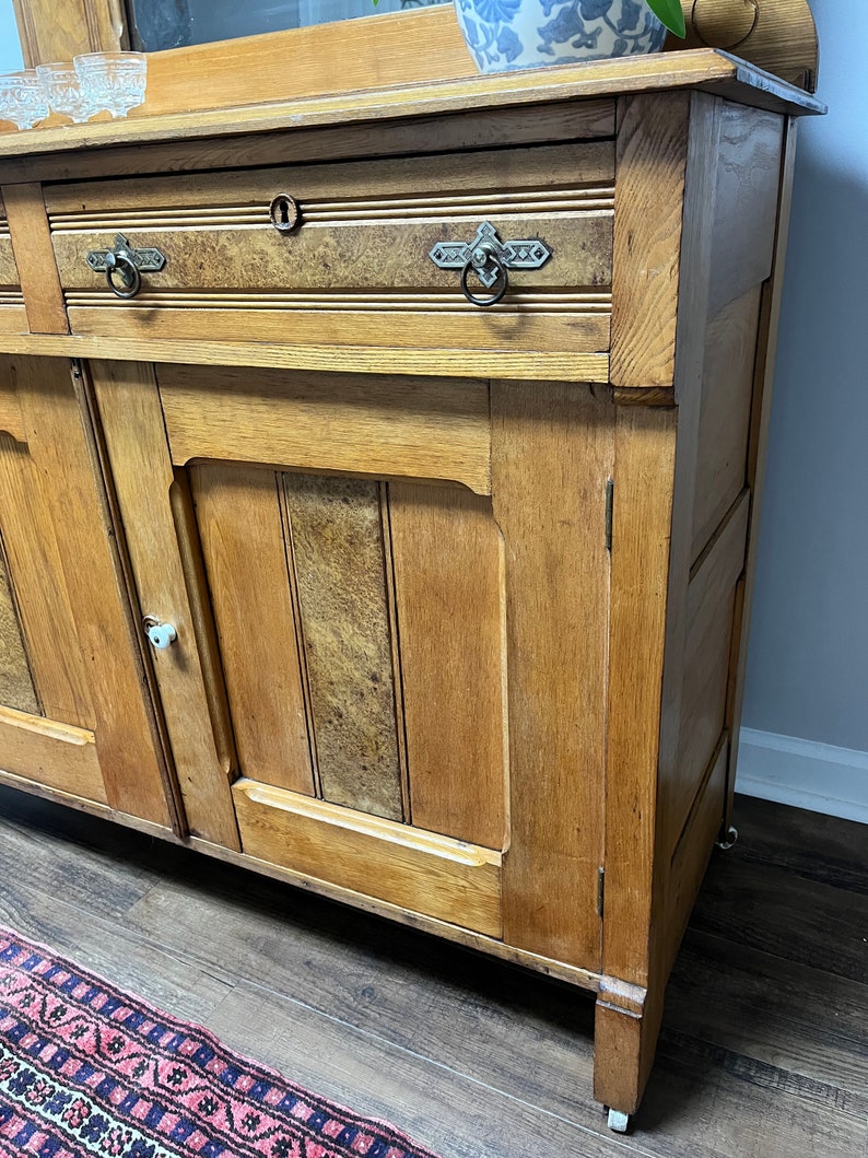 Antique Oak Eastlake Mirrored Sideboard Buffet Bar Circa 1800s Etsy