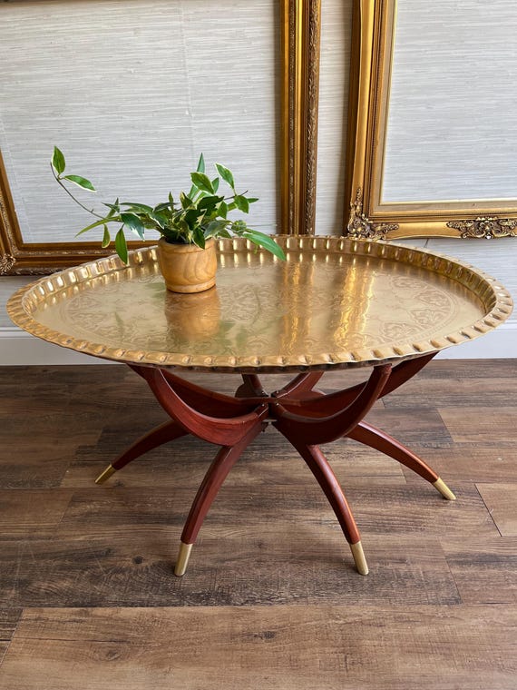 Brass Shell Edge Tray with Matching Brass Base Brass Shell Edge Tray with Matching Brass Base
