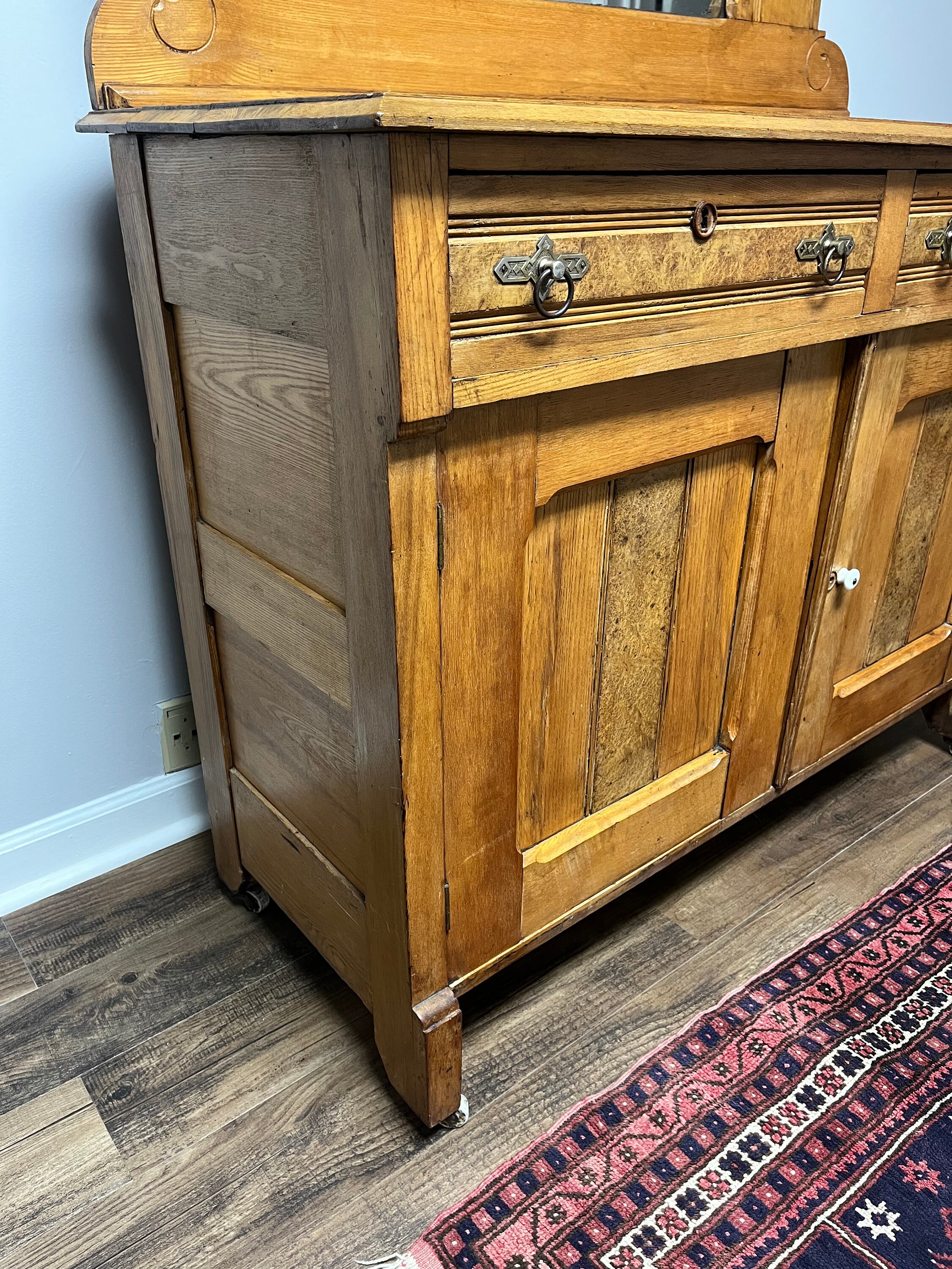 Antique Oak Eastlake Mirrored Sideboard Buffet Bar Circa 1800s Etsy