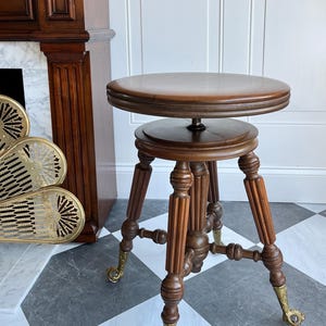 高品質　アンティーク回転ピアノスツール Antique piano chair - Etsy 日本