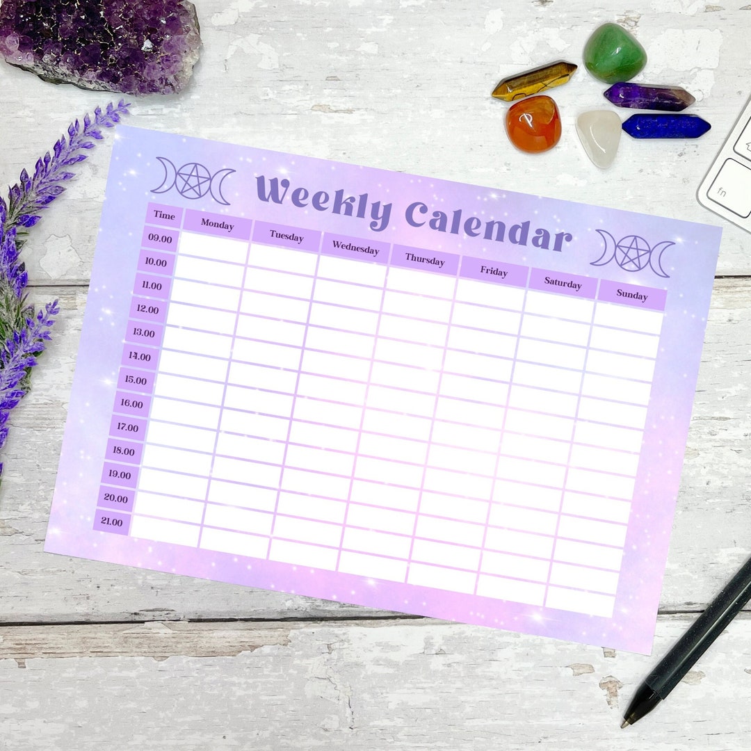 Witchy Weekly Calendar INSTANT DOWNLOAD Weekly Calendar Etsy