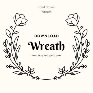 Corona de flores SVG, uso comercial, decoración de bodas svg, boda svg, corona floral svg, corona de laurel svg, logotipo svg