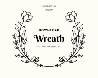 Floral wreath png,  Wreath SVG, Commercial Use Svg, Organic Wreath Svg, Wedding Svg, Floral Wreath Svg, Laurel Wreath Svg, Logo Svg, Boho