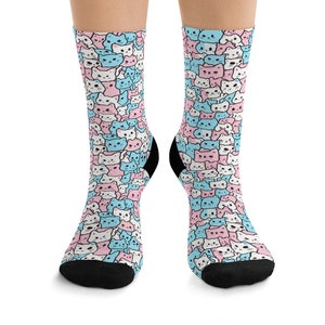 Transgender Pride Cute Cats Kawaii Trans Pride Kitties DTG Socks