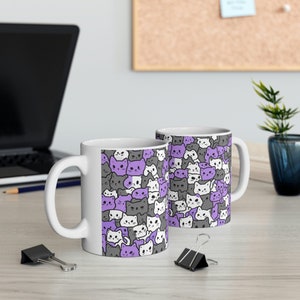 Asexual Pride Mug: Kawaii Cats Ace Kitties, 11oz