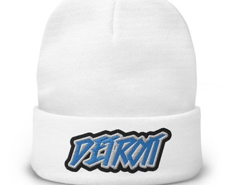 Detroit Embroidered winter hat / beanie / football hat available in 2 colors