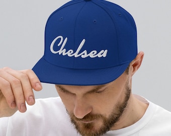 Chelsea football embroidered Snapback Hat / gift  dad son brother boyfriend valentines fathers day Christmas