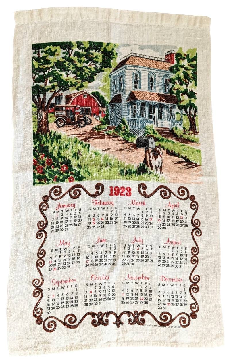 Vintage Linen Fabric Tea Towel With 1923 Calendar and Country Farm House  Scene Printed on It, Hickory Farms of Ohio Hanging Calendar Towel - Etsy