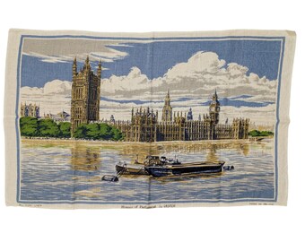 Vintage "Houses of Parliament" Souvenir Linen Tea Towel by Ulster