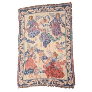 Vintage Goodwin Weavers Angels Tapestry Fabric Throw Blanket - Etsy