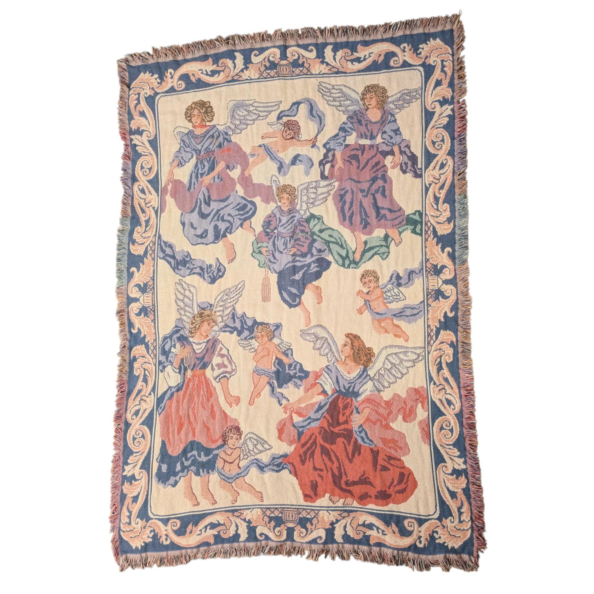 デッドストックGOODWIN WEAVERS コットン100%127×173cm Vintage Goodwin Weavers Angels Tapestry Fabric Throw Blanket - Etsy