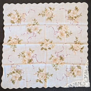 Vintage Pierre Cardin Floral Handkerchief,  Designer Pocket Square With Flowers Pattern, Classic Women&#39;s Hanky