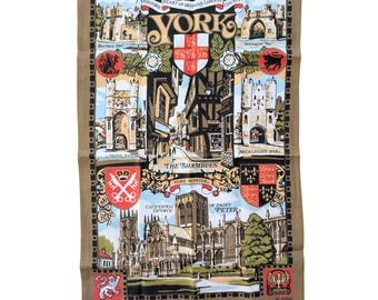 Vintage York Souvenir Cotton Tea Towel, Made in Britain