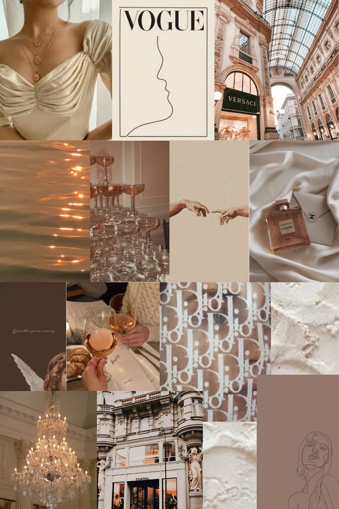 Nude Champange Boujee Collage Aesthetic Kit 1 14 Pieces - Etsy