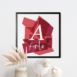 Impresión de carta personalizada / Percha de pared de madera / Impresión / Impresión enmarcada / Guardería / Scandi / Fecha de nacimiento del bebé / / Regalo