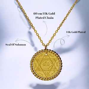 14K vergulde koning Salomon-zegelhanger – beschermende talismanketting voor kracht, geluk en spirituele kracht