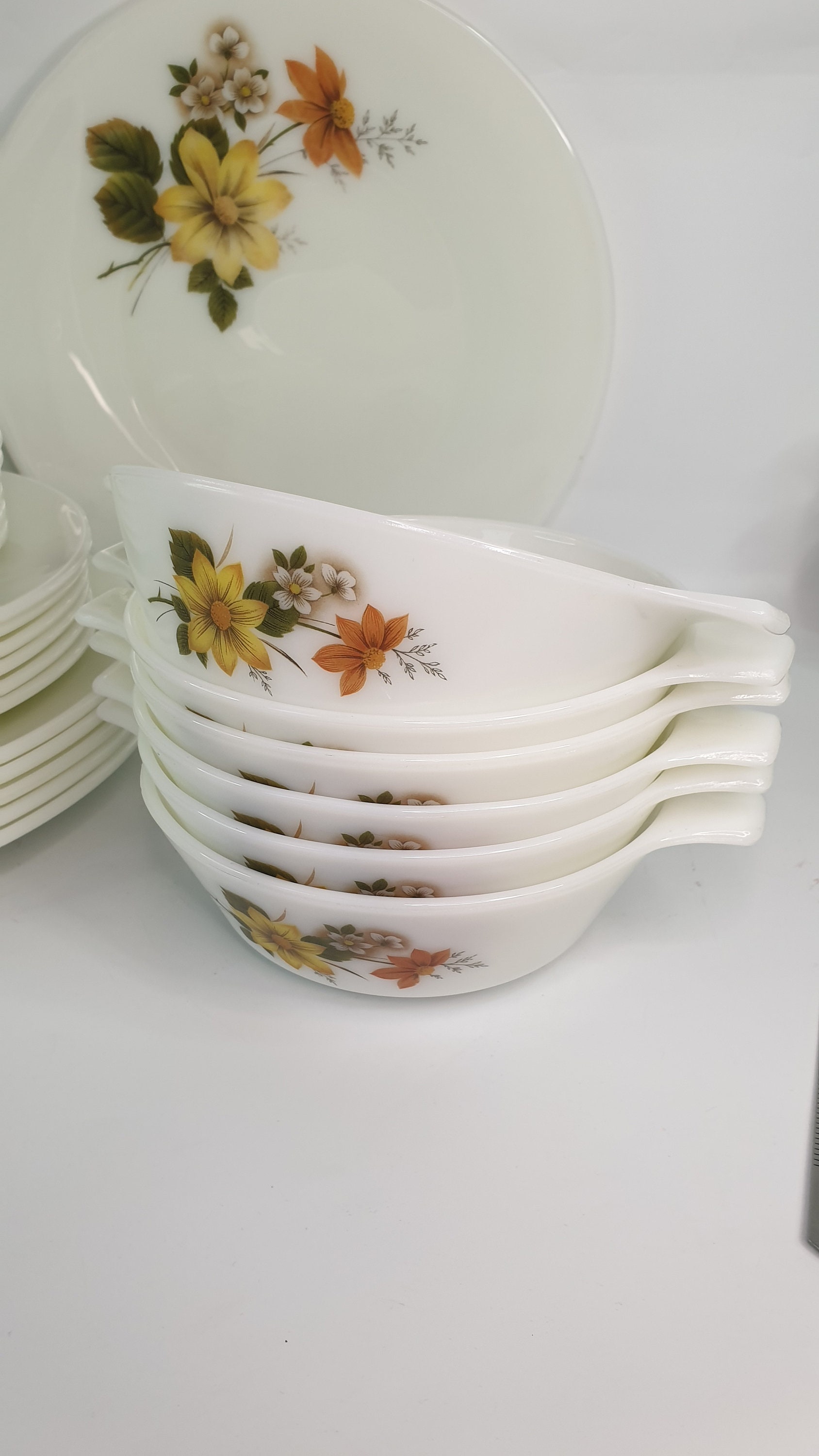 VINTAGE JAJ PYREX Autumn Glory Mid Century, Dish, Plate Jug - Etsy UK