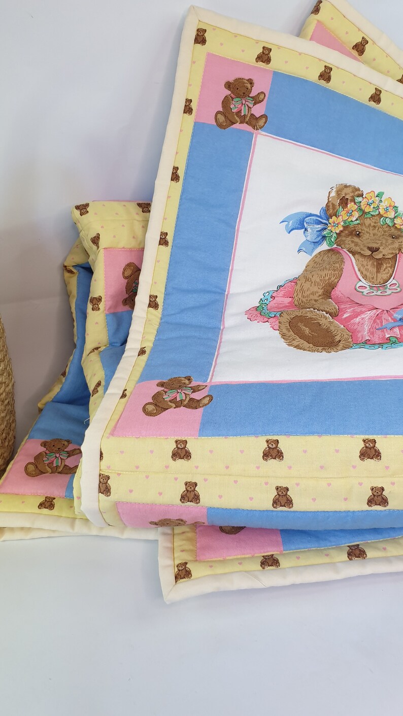 Vintage Baby Quilted Bedspread Cot Blanket Baby Mat Teddy Etsy UK