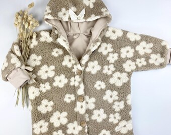 Oversized Teddy Jacket Flowers Baby Kids