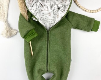 Wool suit/Wool overall olive green / Dinos 100% virgin wool