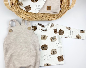 Baby romper/dungaree made of waffle jersey, grows with the child