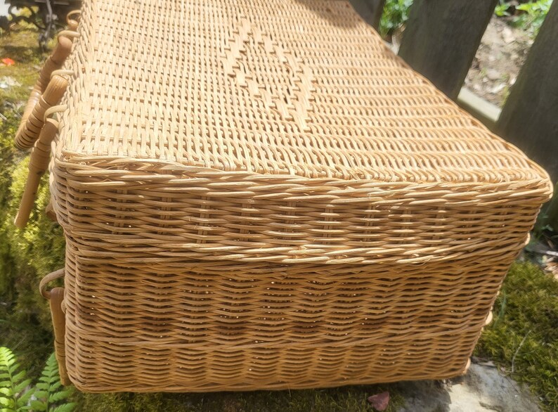 Late 20th Century Vintage Rattan Picnic Basket Etsy